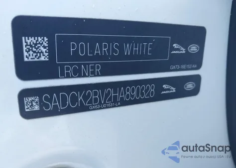 2017 Jaguar F-Pace 35T Prestige z USA, uszkodzony, nr VIN SADCK2BV2HA890328